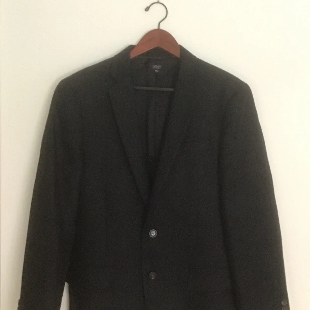 J.Crew Ludlow Jacket 38S 100% Irish Linen Blazer Black Structured 2-Button